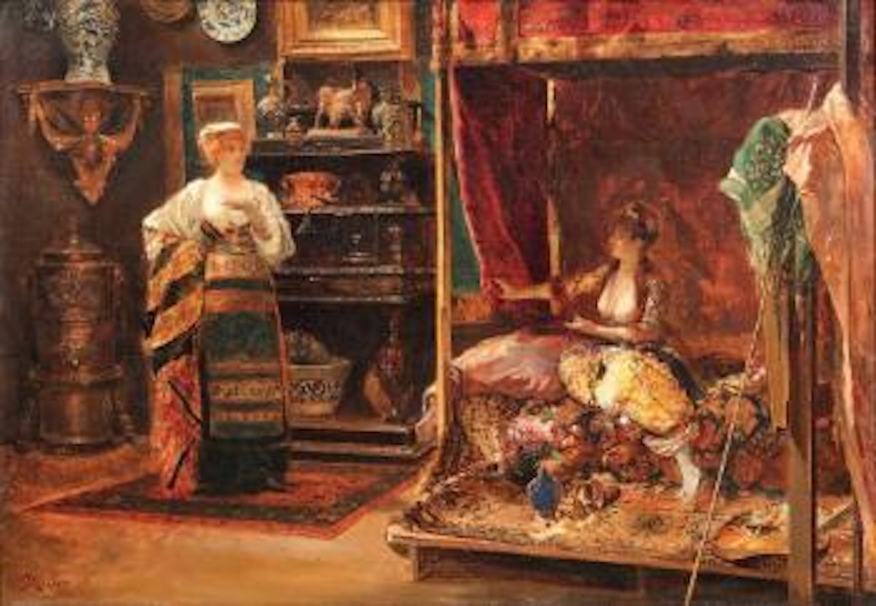 Intérieur d'une femme peintre by Edouard Frederic W. Richter