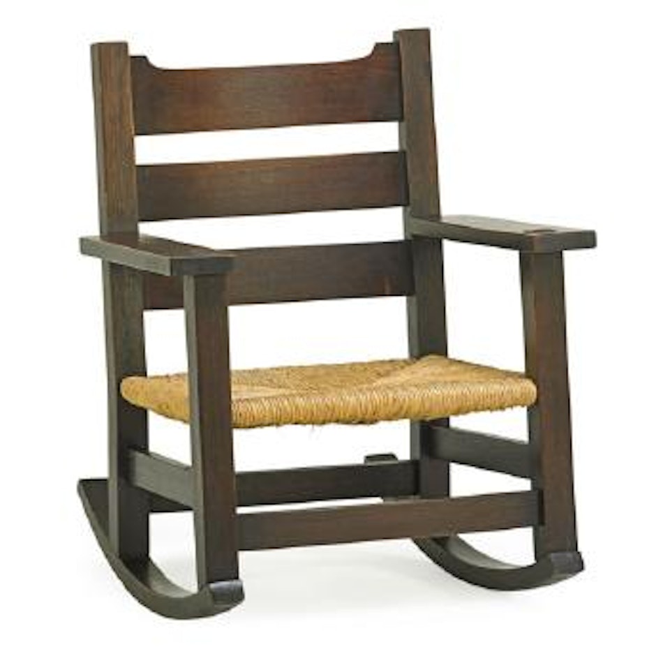 Early Rocker With Rush Seat by Gustav Stickley