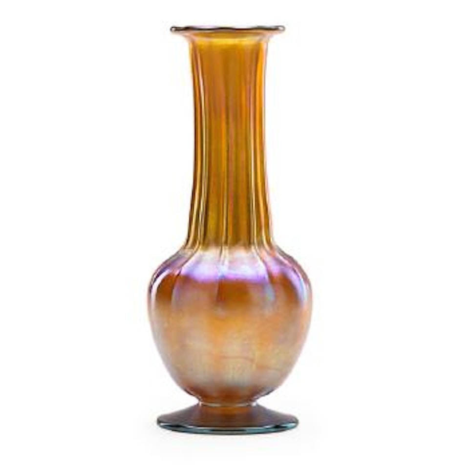 Gold Favrile Glass Bottle-shaped Vase by Tiffany Studios