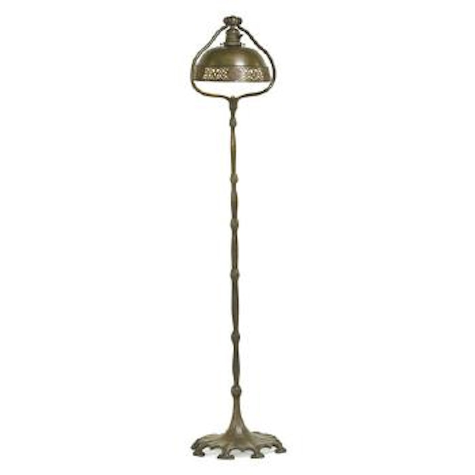 Floor Lamp With Acid-etched, Pierced, And Lined Shade by Tiffany Studios