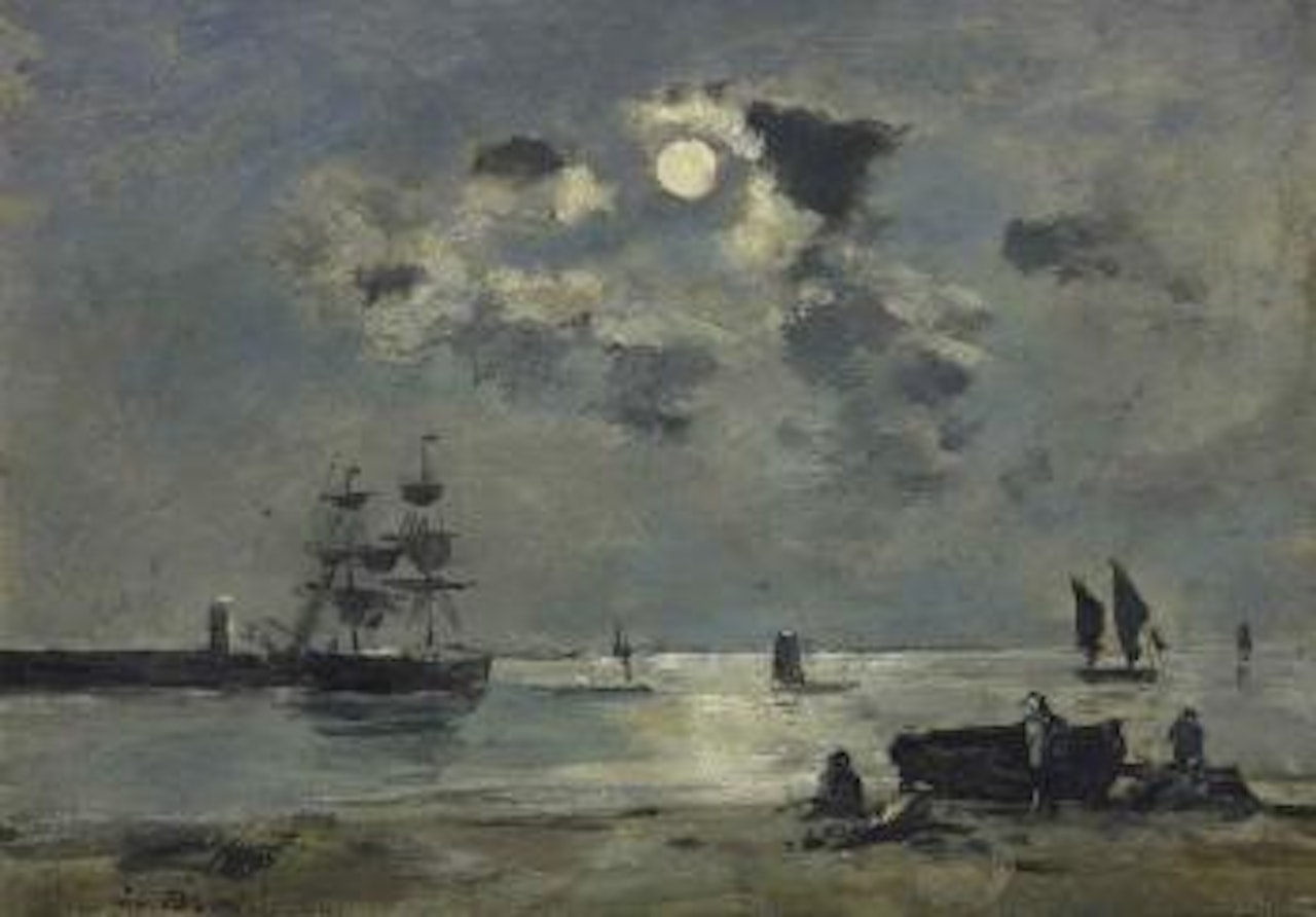 Environs de Portrieux Effet de lune by Eugène Boudin