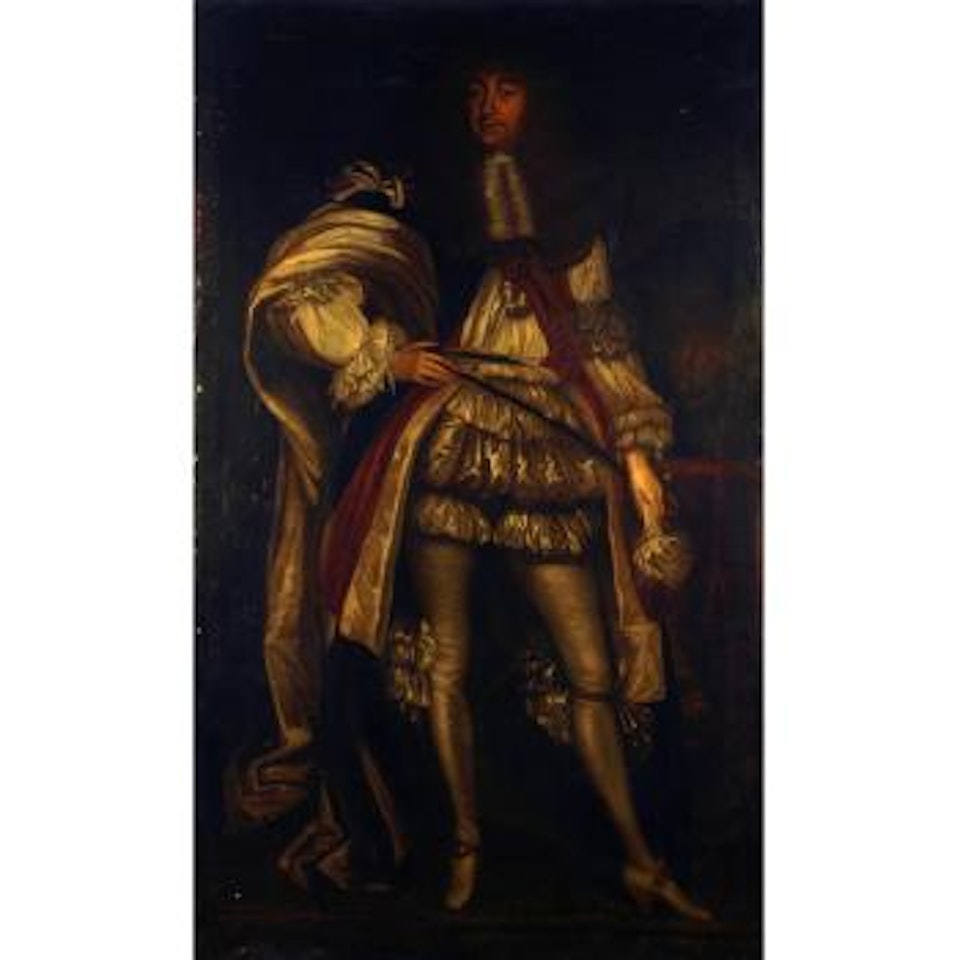 Portrait of George Villiers, 2nd Duke of Buckingham, full-length, in ceremonial robes and wearing the Order of St. George by Sir Peter Lely