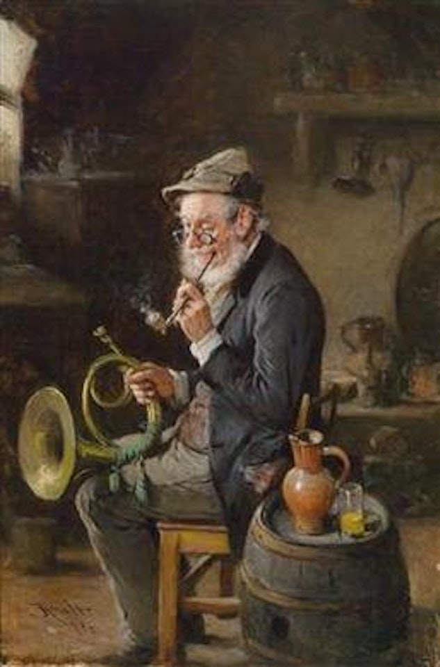 Hunting horn blower at rest by Hermann Kern