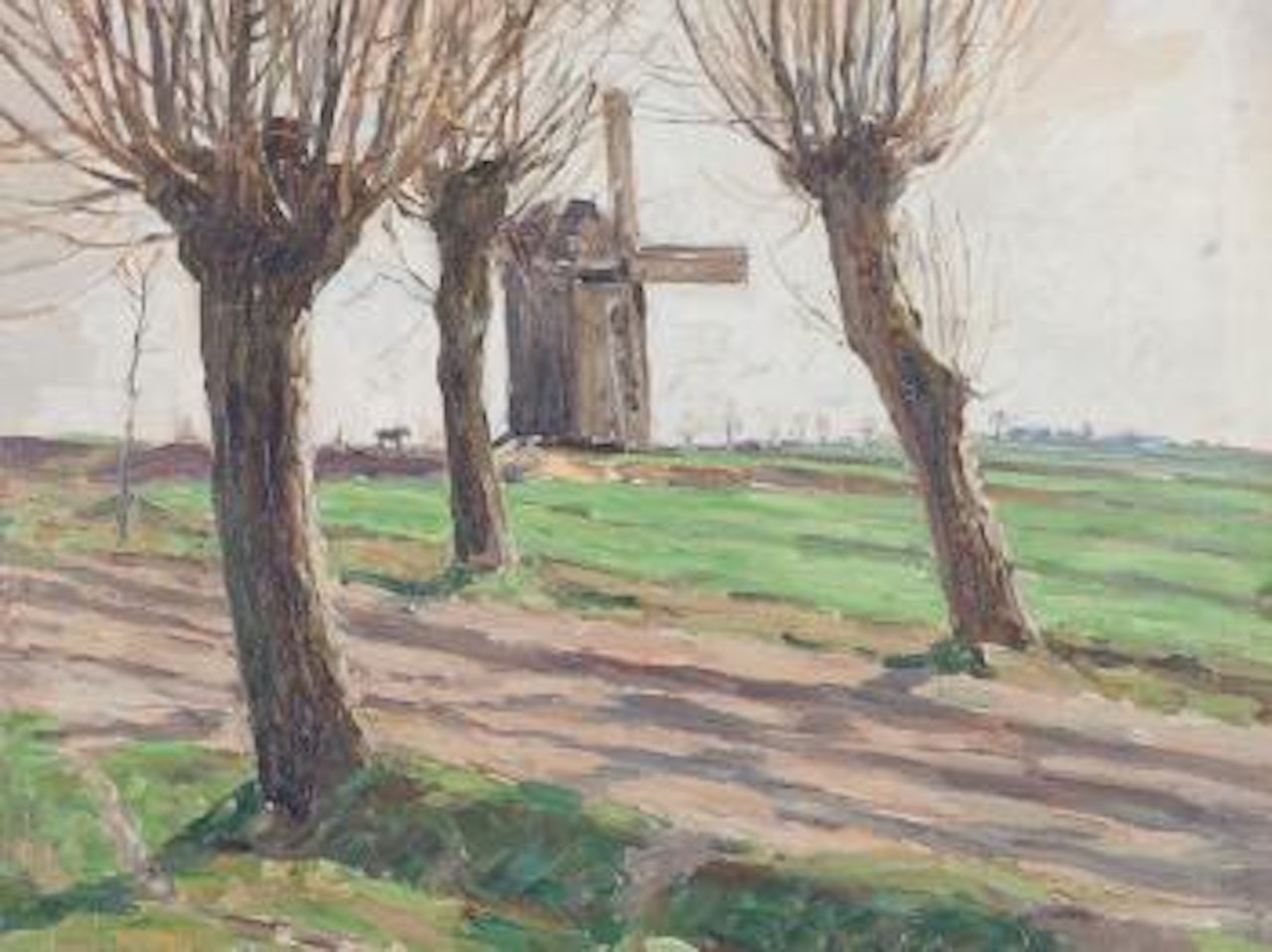 Willow Trees & Windmill by Oskar Moll