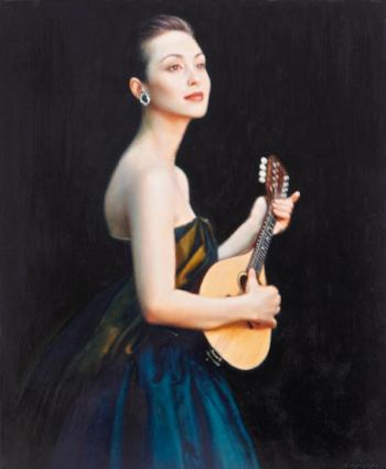Lady Playing Music by Chen Yifei