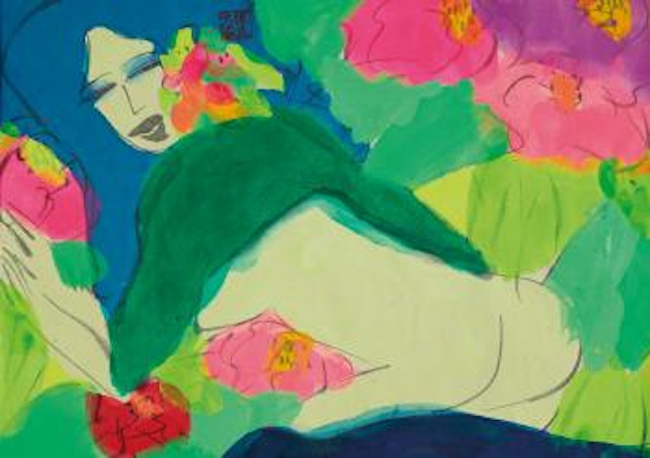 Woman And Flowers by Walasse Ting