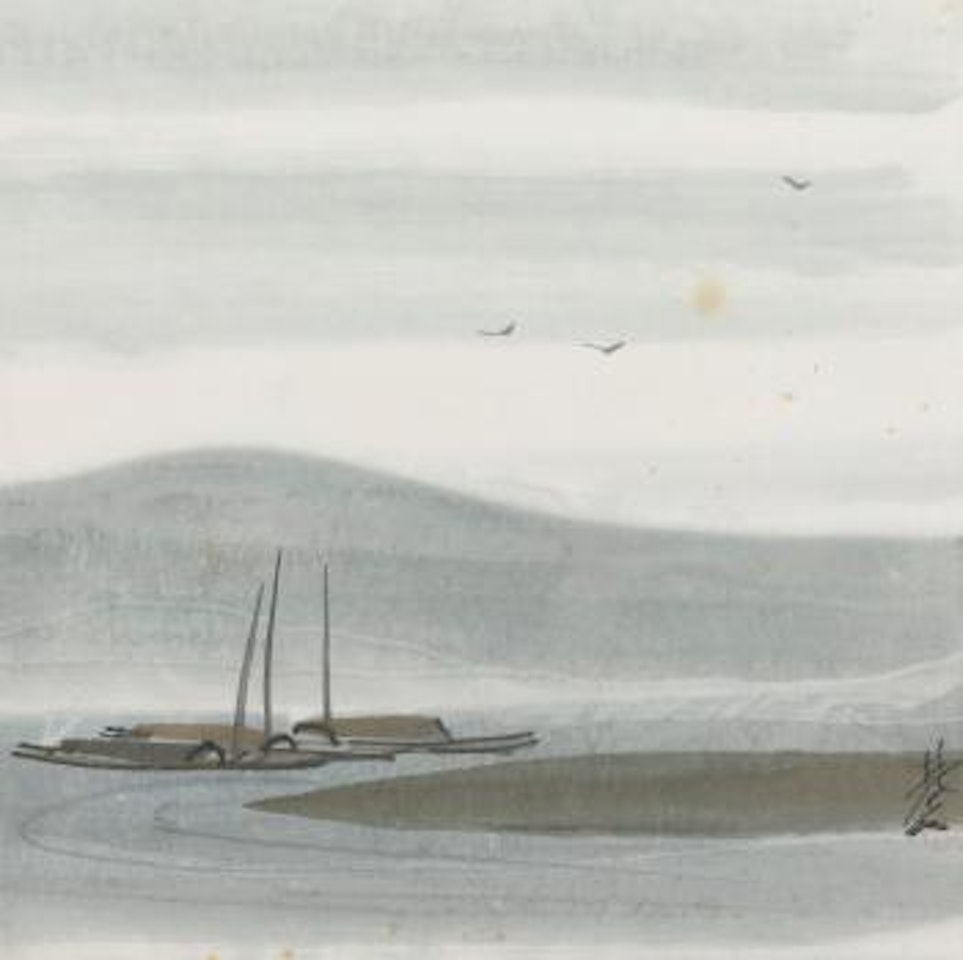 Seascape with Boats and Birds by Lin Fengmian