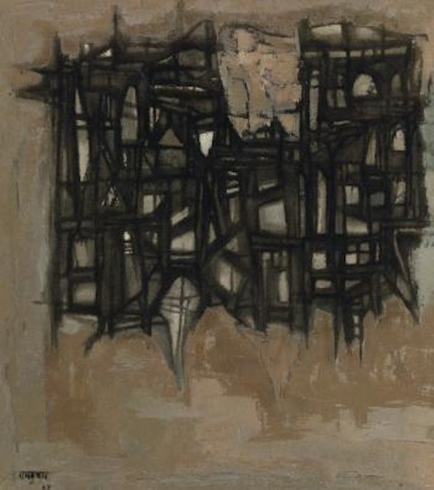 Untitled (Beige And Black) by Ram Kumar
