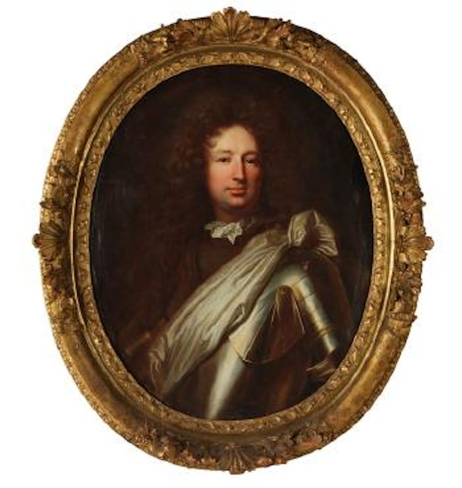 Portrait eines Edelmannes in Rüstung by Hyacinthe Rigaud