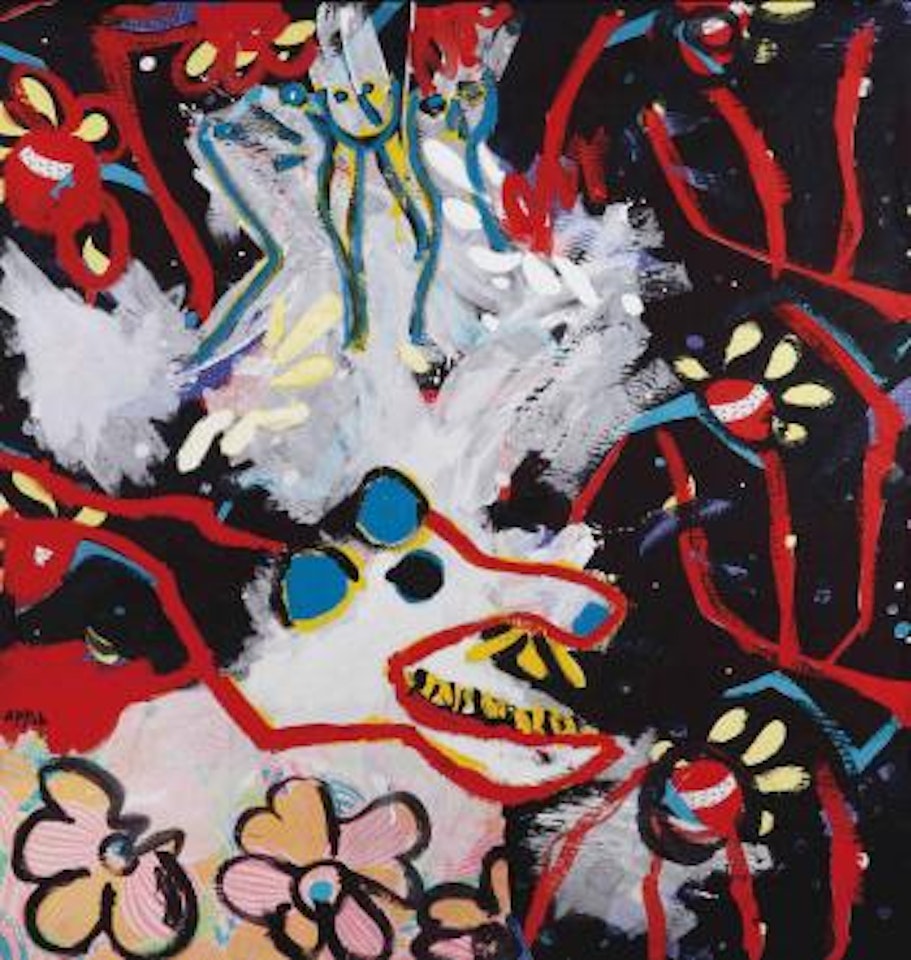 Fighting with flowers by Karel Appel