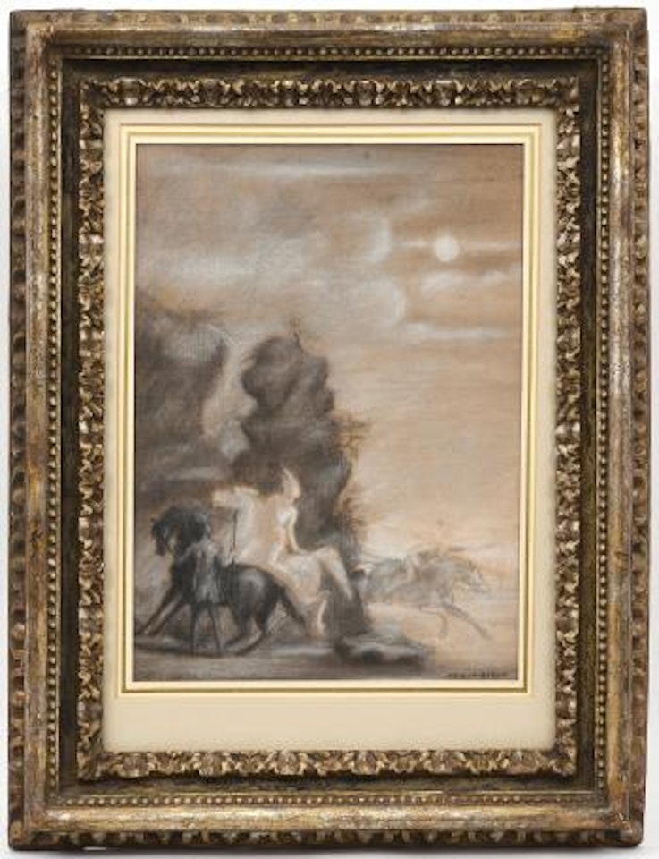 Paysage avec cavaliers au clair de lune by Odilon Redon