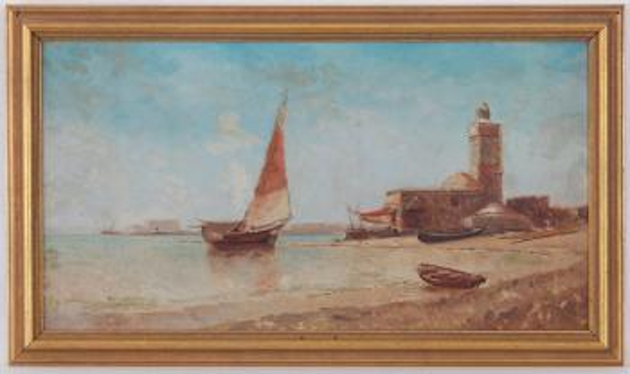 Scène de port, bord du Nil by Félix Ziem