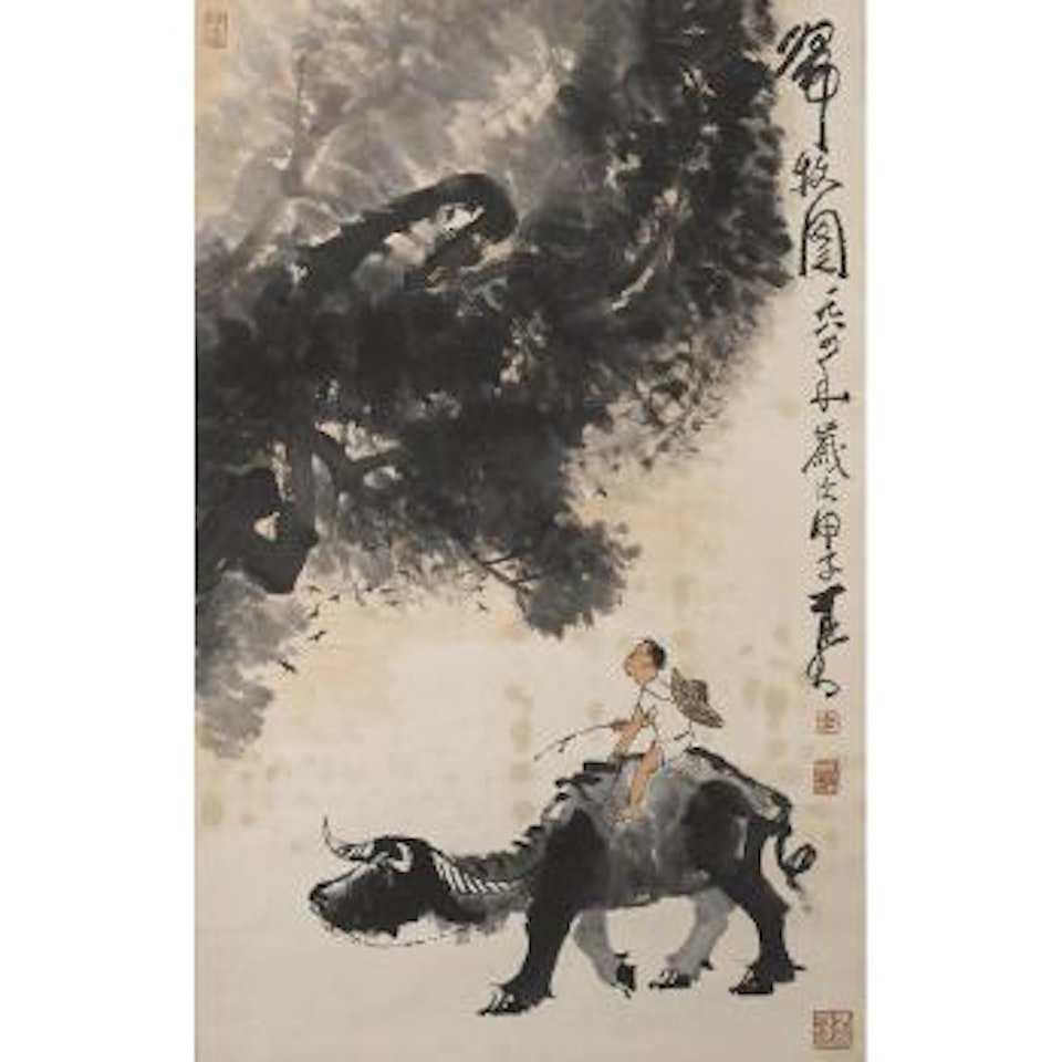 Buffalo and herd boy by Li Keran