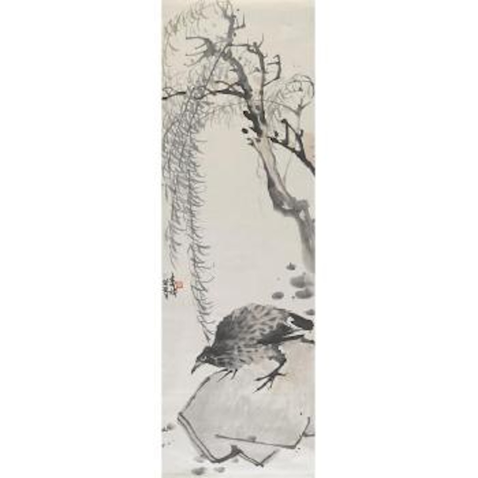 Bird under willow by Zhang Shuqi