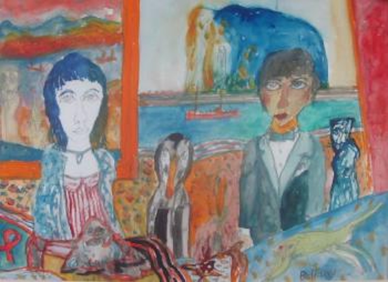 Figure, gull and bass rock by John Bellany