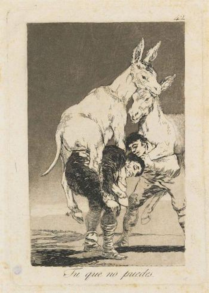 Five plates, from: Los Caprichos (H. 49, 74-75, 77 and 102) by Francisco José de Goya