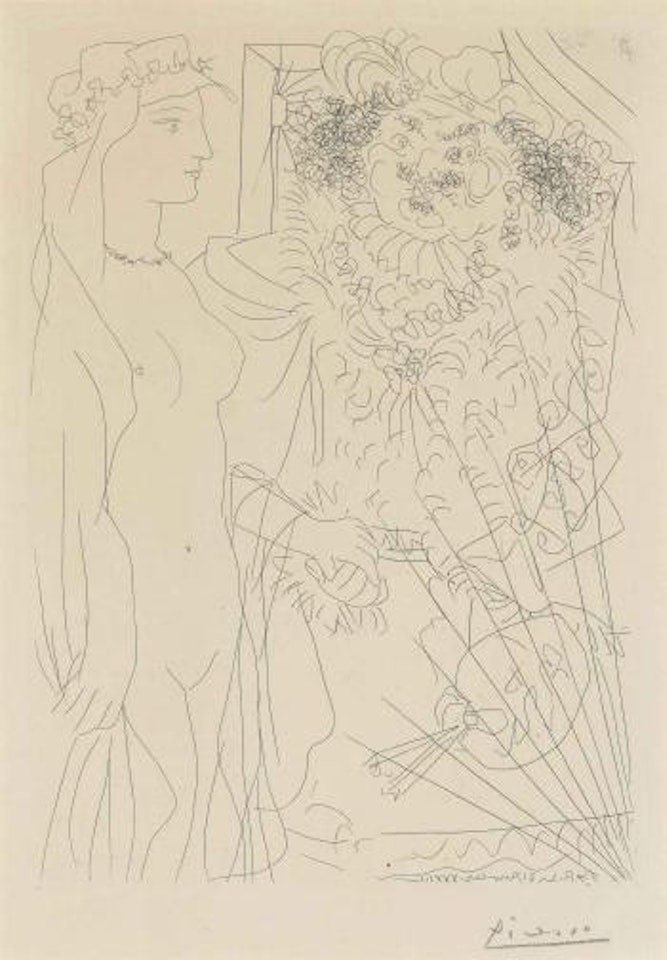 Rembrandt et femme au voile, from: La Suite Vollard (B. 214; Ba. 413) by Pablo Picasso