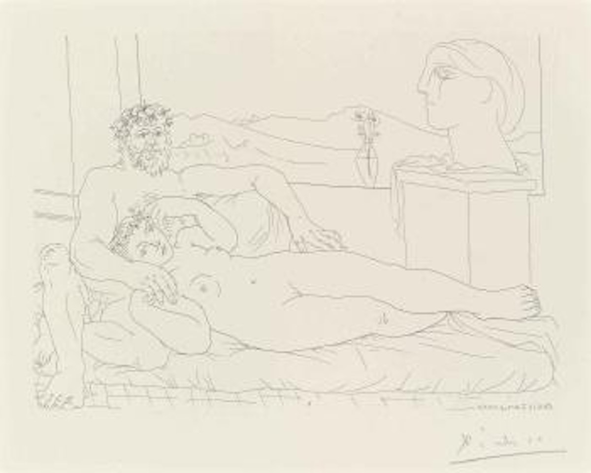 Le repos du sculpteur II, from: La Suite Vollard (B. 172; Ba. 325) by Pablo Picasso