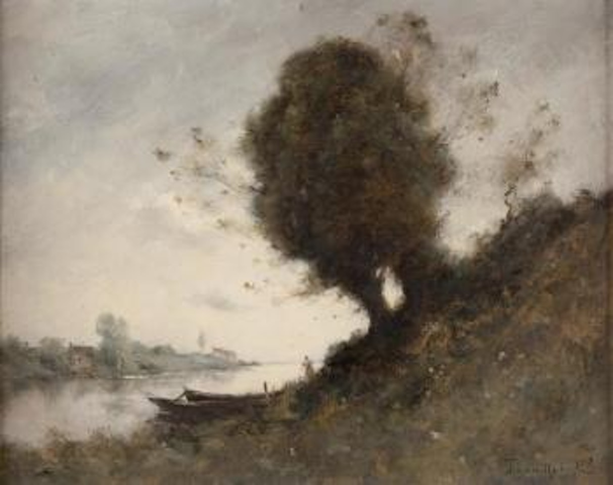 Paysage de bord de riviere by Paul Désiré Trouillebert