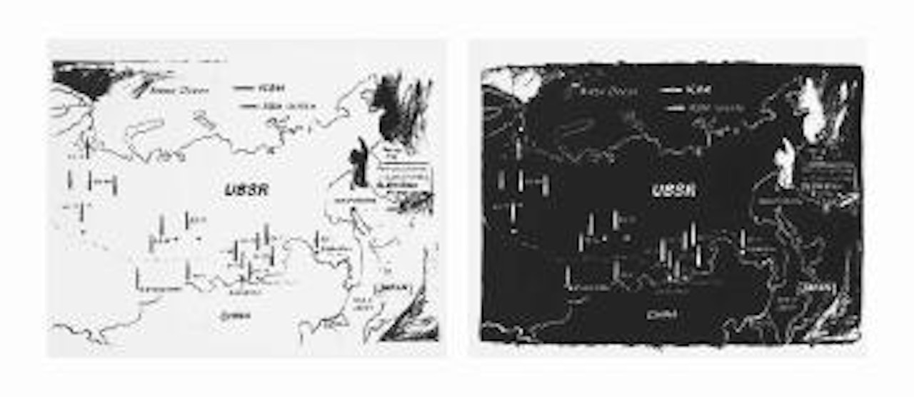 Map of Eastern U.S.S.R. Missile Bases 1984-1985 (White). Map of Eastern U.S.S.R. Missile Bases 1984-1985 (Black) by Andy Warhol