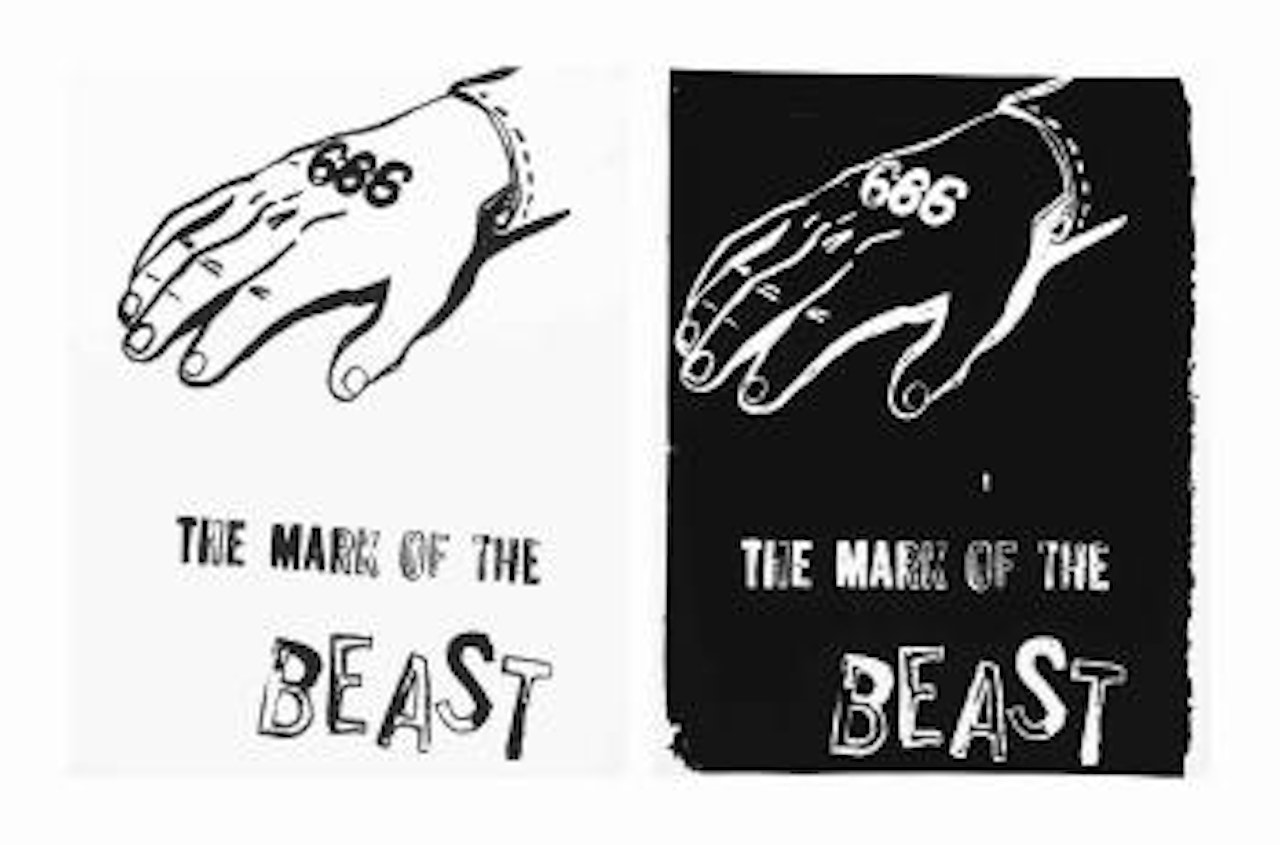 Mark of the Beast (Positive).  Mark of the Beast (Negative) by Andy Warhol