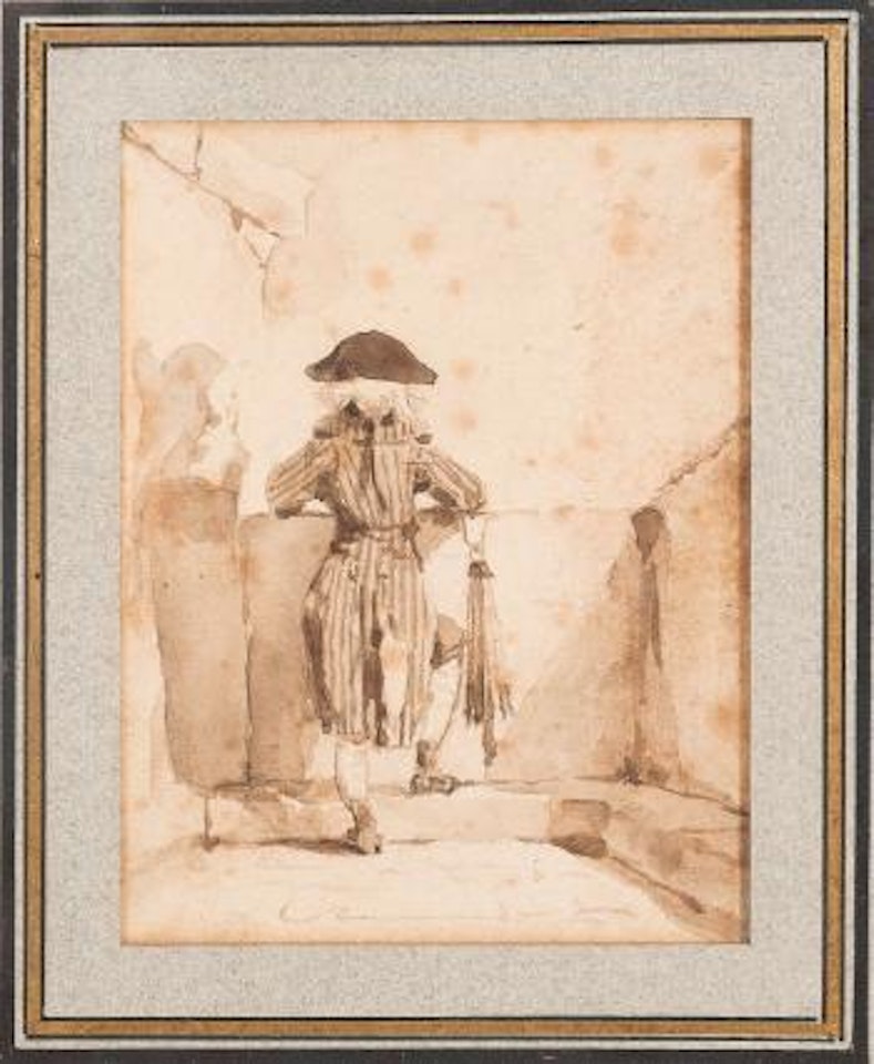 Portrait d’homme au bicorne vu de dos by Giovanni Domenico Tiepolo