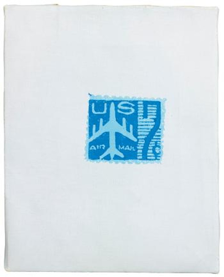 Blue airmail stamp by Andy Warhol