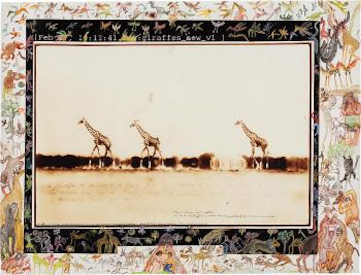 Giraffes in Mirage on the Taru Desert, June, 1960 by Peter Beard