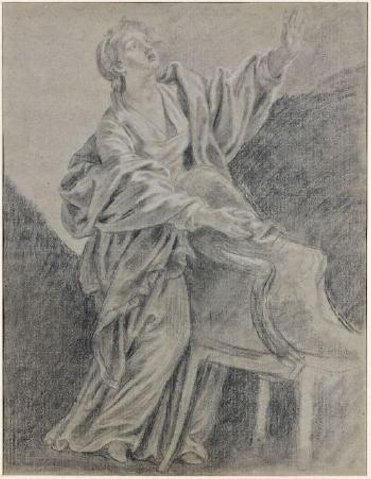 Femme près d’un fauteuil, étude pour Le Testament déchiré by Jean-Baptiste Greuze