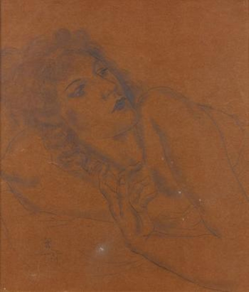 Buste de femme allongée (Sylvaine) by Leonard Tsuguharu Foujita