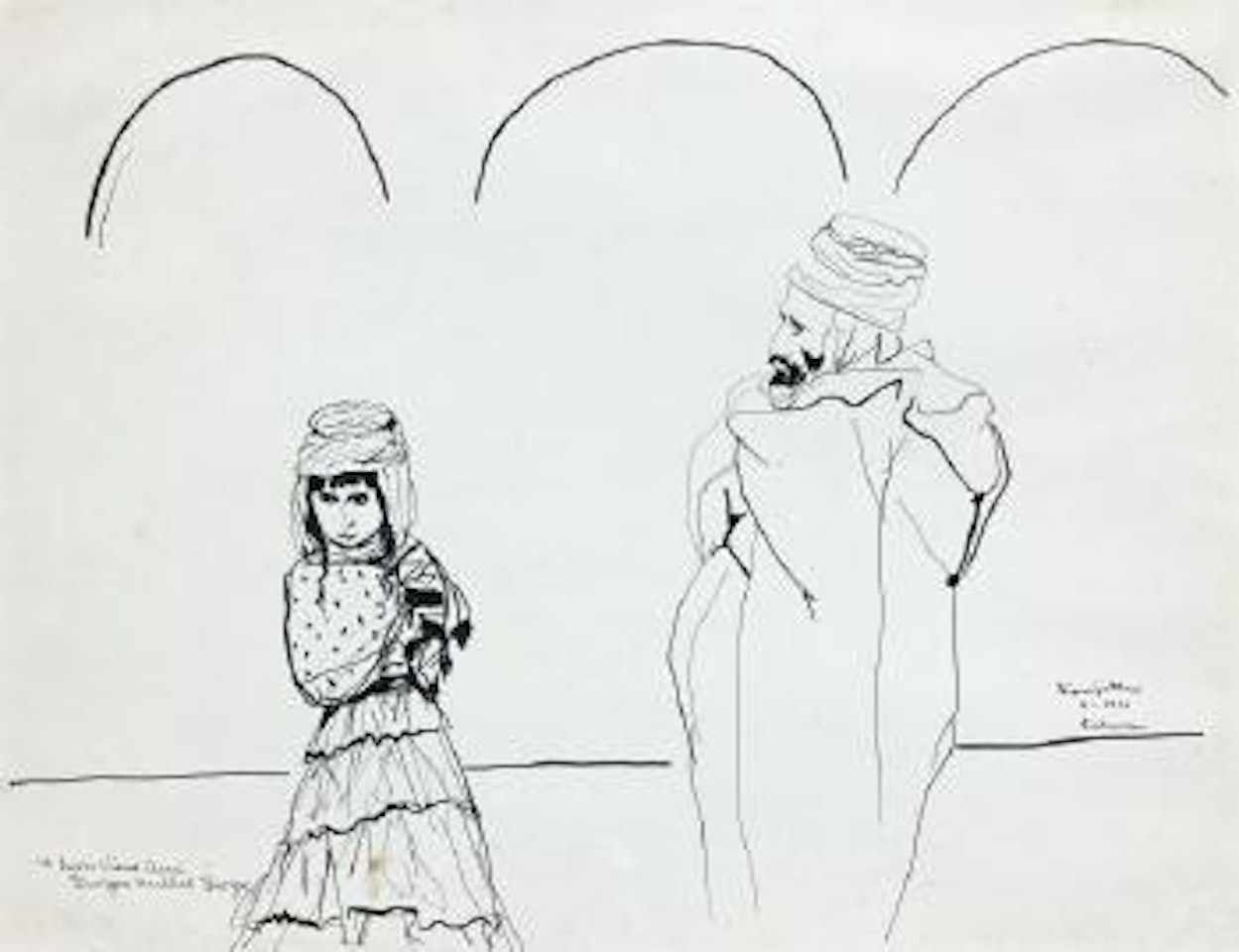 Homme et jeune fille au Sahara by Leonard Tsuguharu Foujita