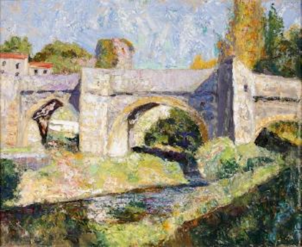 Le pont sur la rivière by Victor Charreton