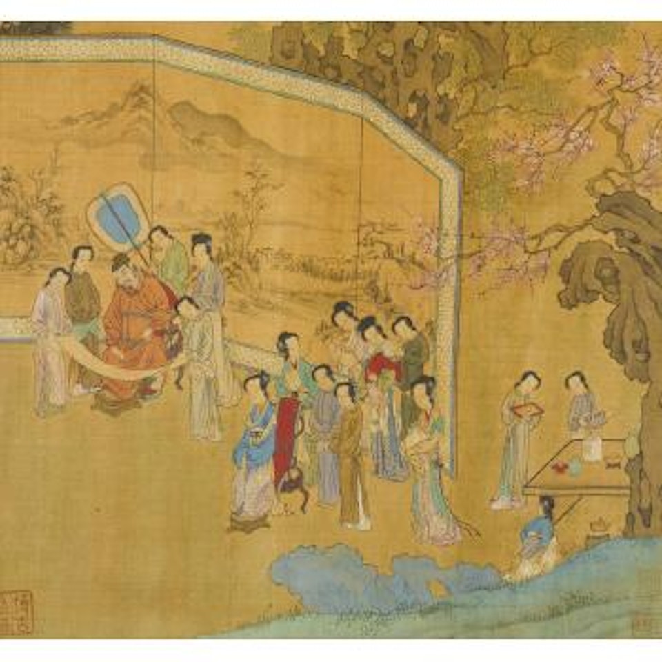 Figures in a garden setting by Chinese School