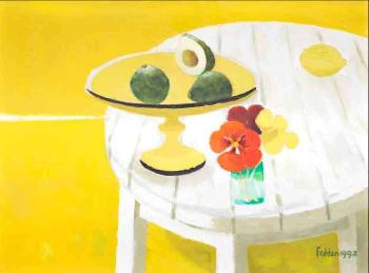 Avocado and flowers by Mary Fedden