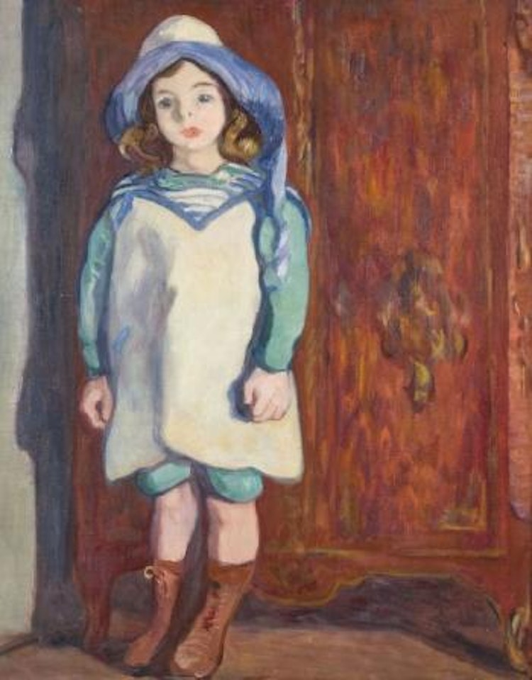 Portrait de jean valtat au chapeau bleu et blanc by Louis Valtat