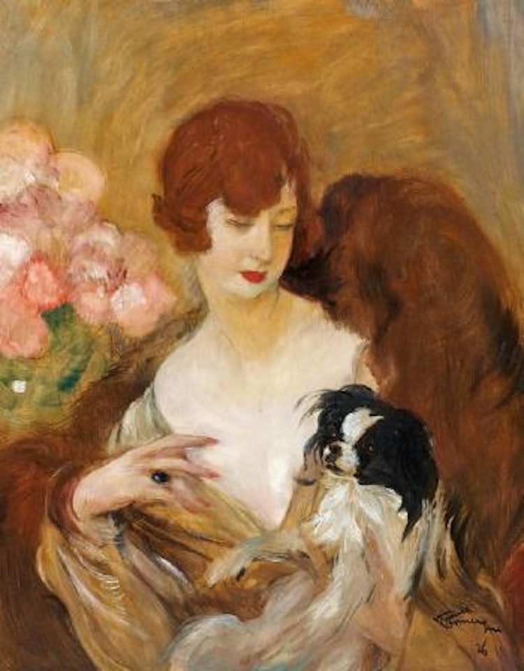 La femme au pékinois (portrait présumé de la sœur de l’artiste) by Jean Gabriel Domergue