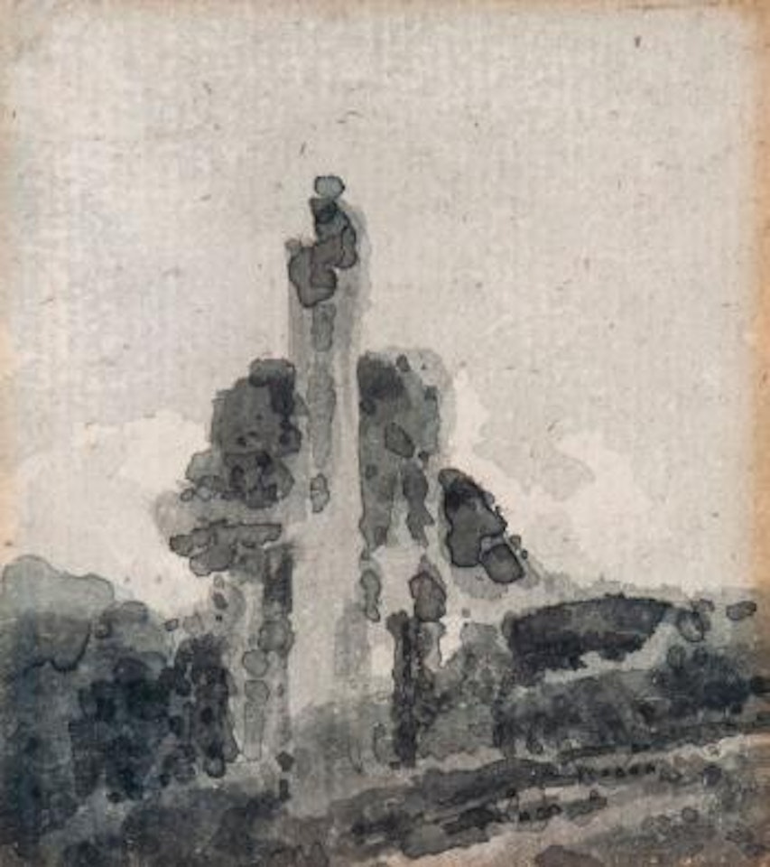Study of abbey ruins (Kirkstall? Abbey) by Thomas Girtin