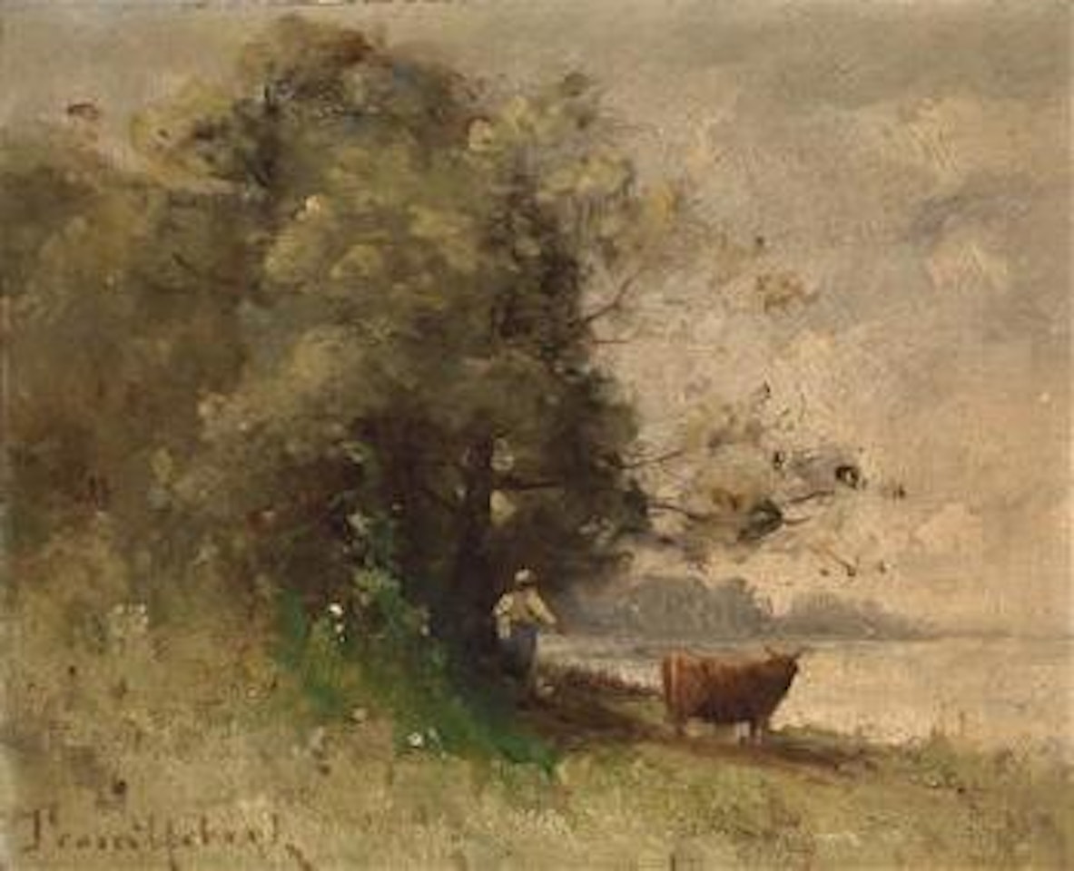 On the lakeshore by Paul Désiré Trouillebert