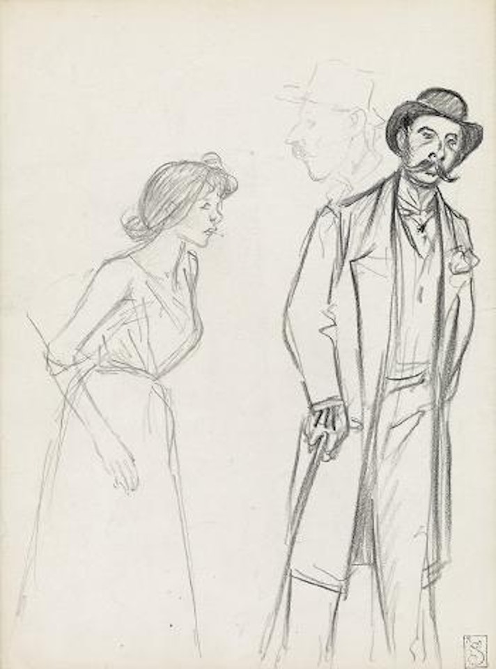 Study of Women; Study of a Man and Woman Smoking by Théophile Alexandre Steinlen