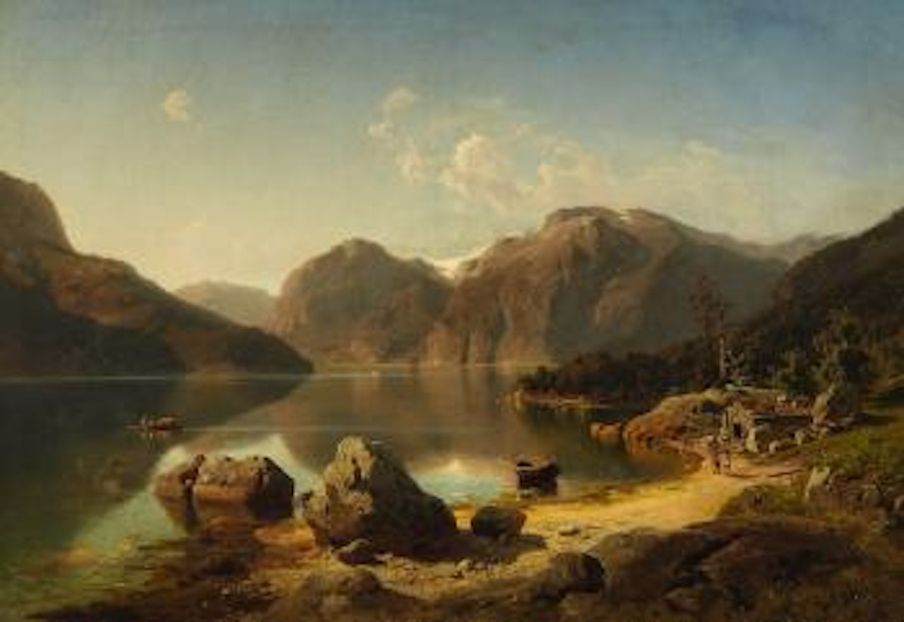 Norwegische Gebirgslandschaft Am Morgen by August Wilhelm Leu