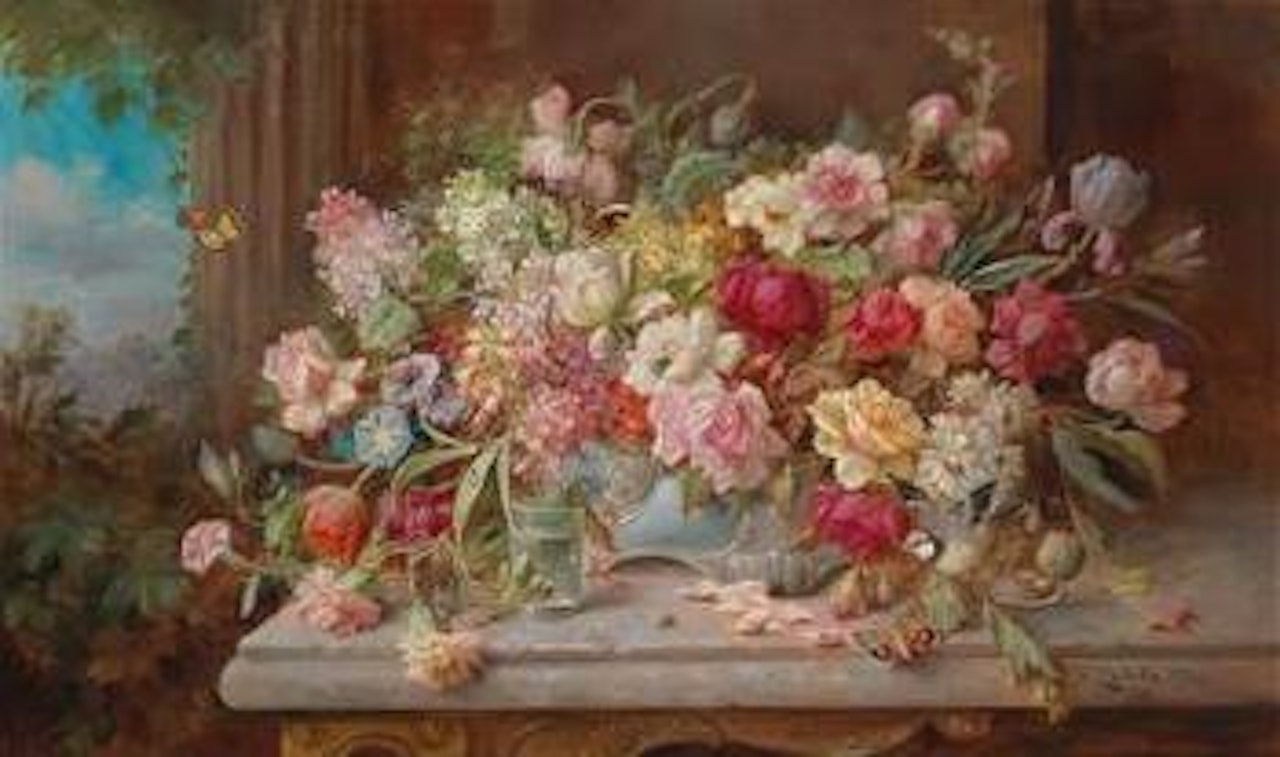 Still life with flowers by Hans Zatzka