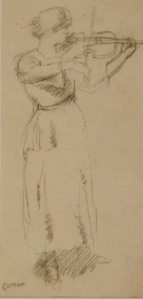 Playing the violin by William Conor
