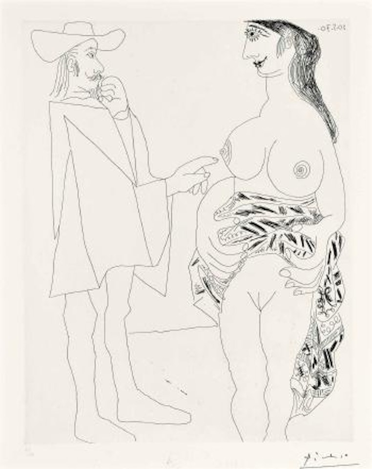 Man Touching Breast of a Standing Nude, from: Series 156 (Bloch 1907; Baer 1913) by Pablo Picasso