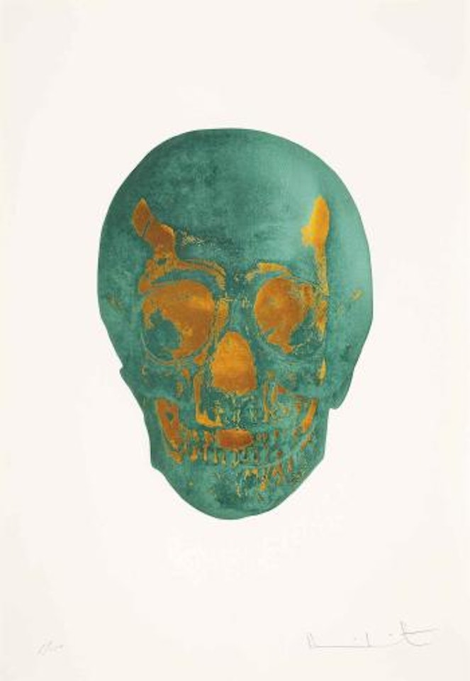 The Dead - Racing Green Island Copper Skull by Damien Hirst
