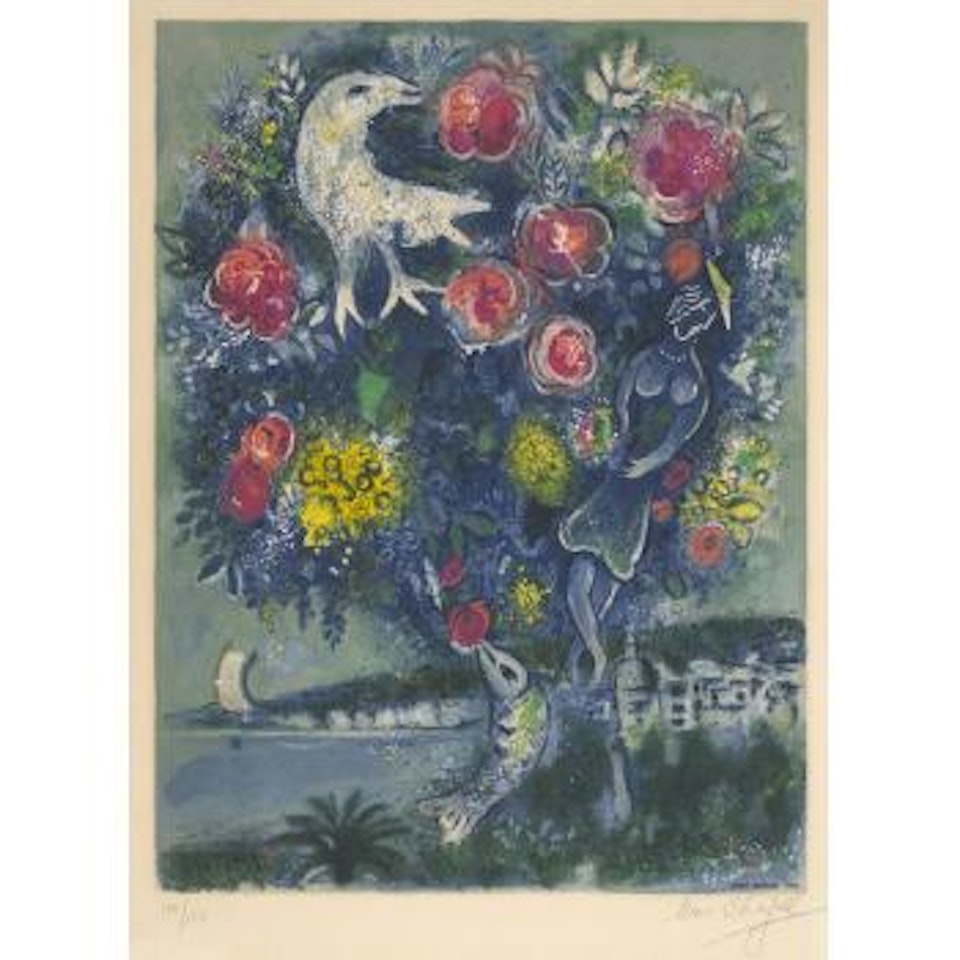 Angel Bay with Bouquet of Roses, from Nice and the Côte d'Azur (M. CS. 30) by Marc Chagall by Charles Sorlier