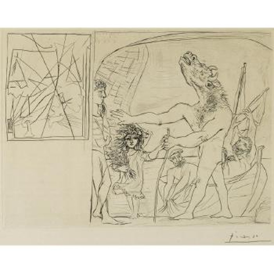 Minotaure aveugle guidÃ© par une Fillette I, pl. 94, from La Suite Vollard (B. 222; Ba. 434) by Pablo Picasso