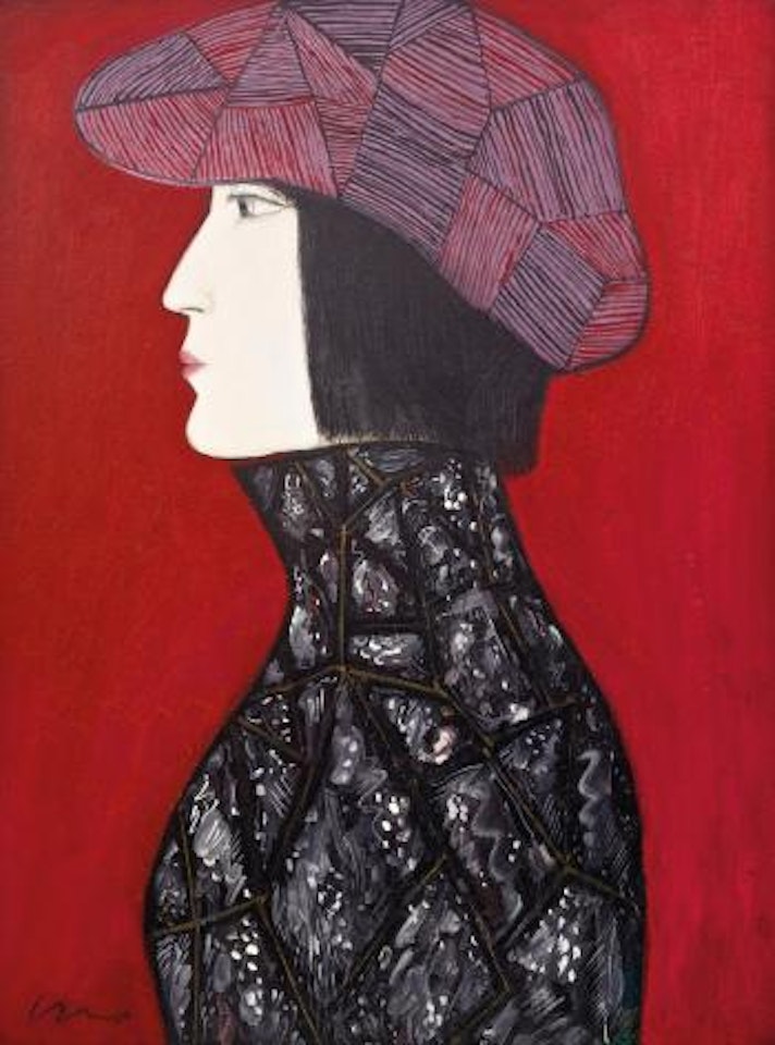 Young Maid wearing a Hat by Qiu Yacai
