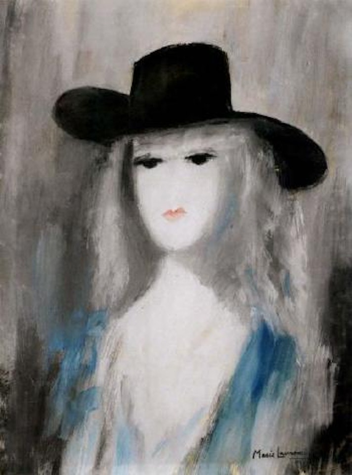 Porträt einer Dame mit schwarzen Hut by Marie Laurencin