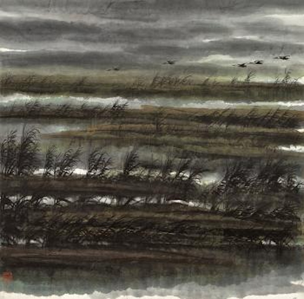 Wild Geese above Reeds by Lin Fengmian