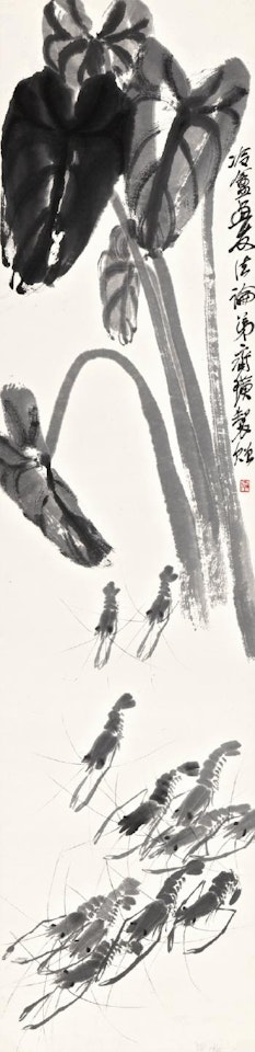 Taro Leaves and Shrimps by Qi Baishi